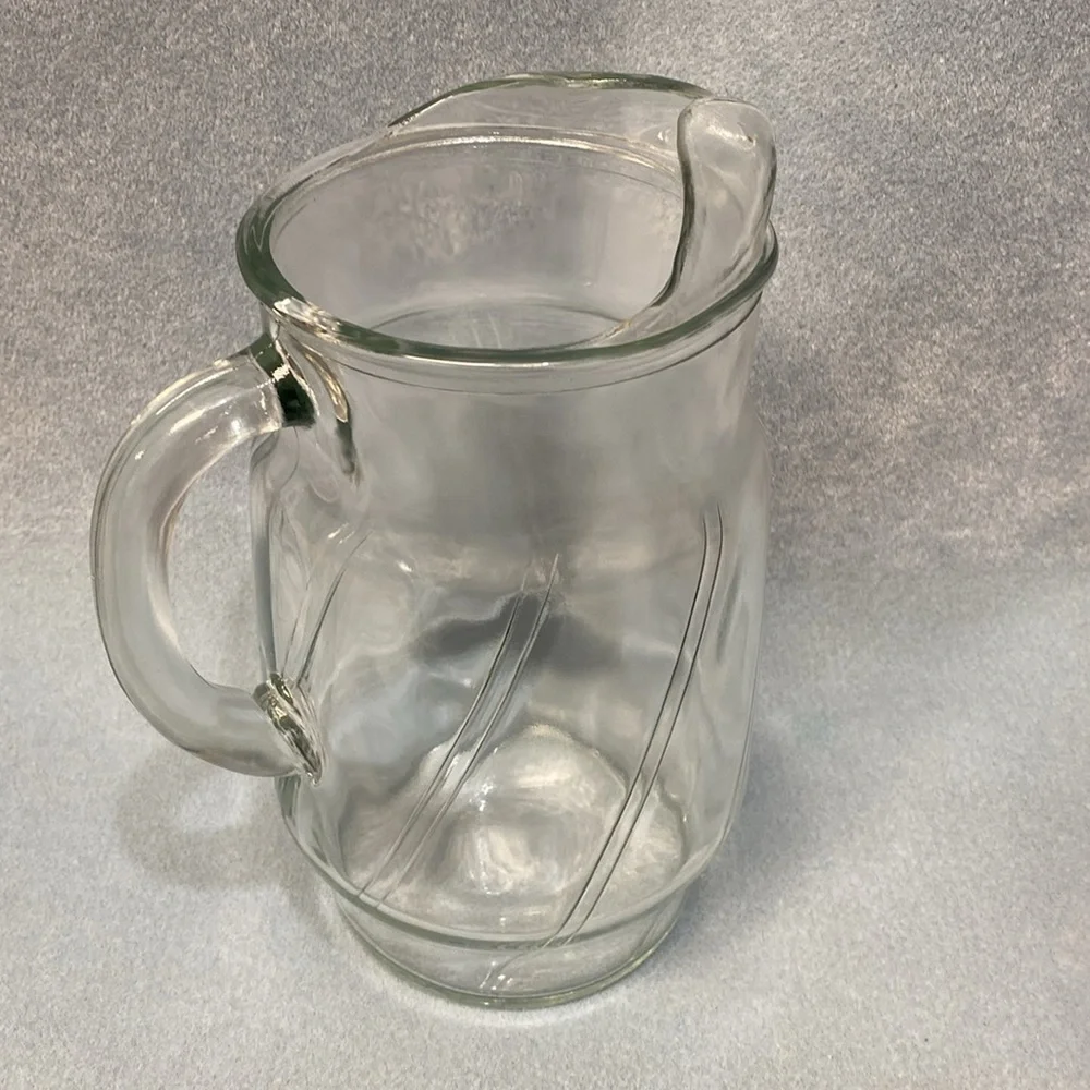 Indiana glass Double Swirl Smooth Finish 1960's Water Pitcher Clear Glass